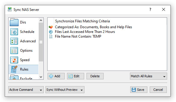 SyncBreeze File Synchronization Rules