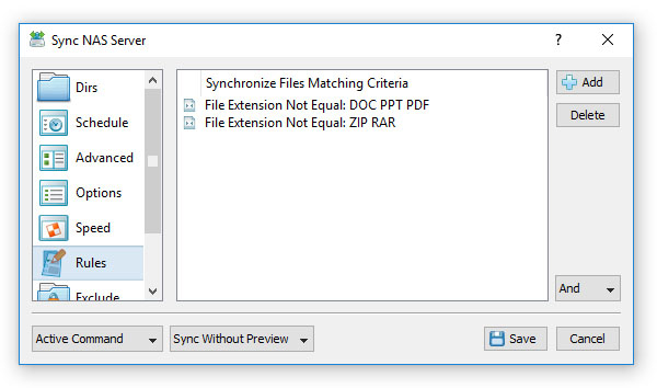 SyncBreeze Server Exclude Files