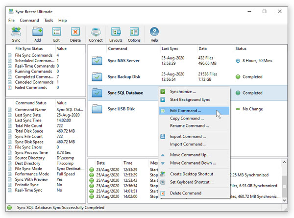 SyncBreeze Edit File Sync Command