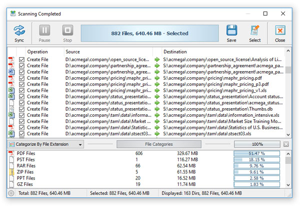 File Synchronization Preview Dialog