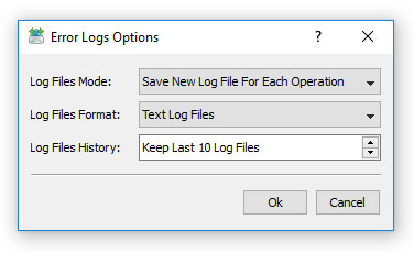 File Synchronization Logs Options